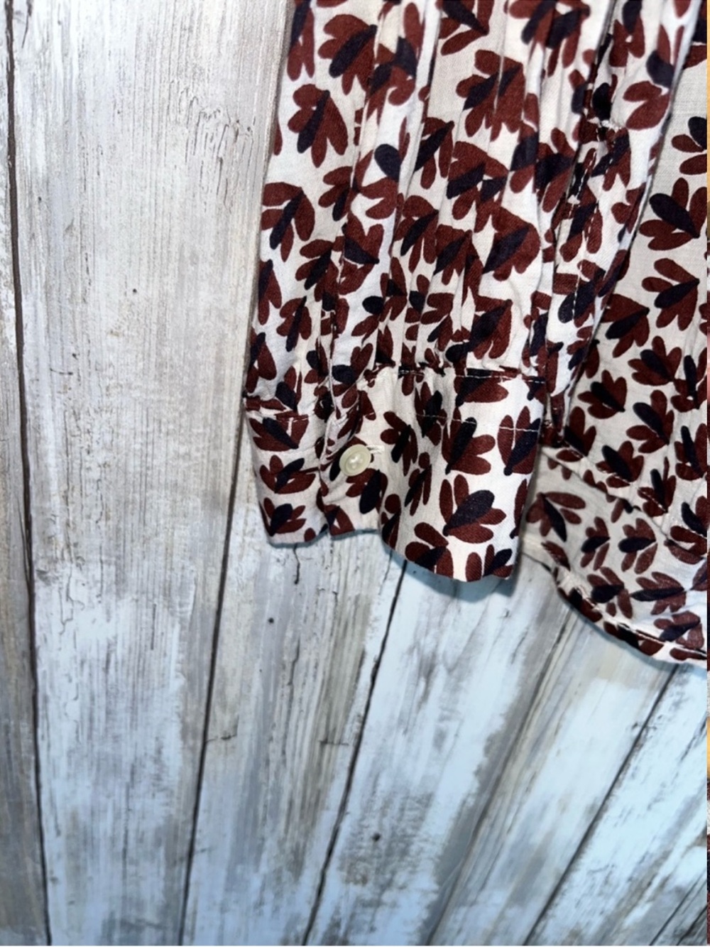 LOFT Softened Shirt Blouse Large Floral Button Front Lightweight Long Sleeve Top - Picture 4 of 5